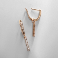 Серьги со стразами XUPING подвески малые, цвет белый в розовом золоте