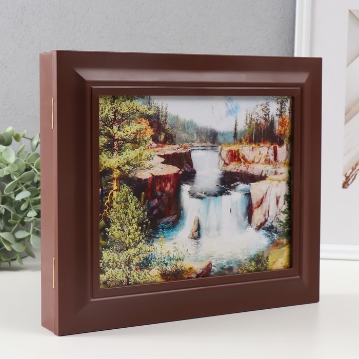 Ключница закрытая "Пейзаж" 26,5х31,5 см Орех