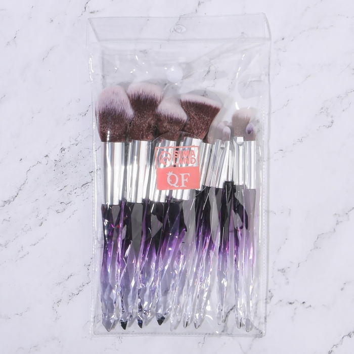 Набор кистей для макияжа «Luminous», 10 предметов, PVC - чехол, цвет чёрный/фиолетовый Набор кистей для макияжа «Luminous», 10 предметов, PVC - чехол, цвет чёрный/фиолетовый