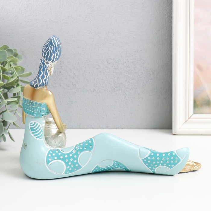 Сувенир полистоун "Африканская красавица с кувшином" золото с голубым 24,5х9,5х19 см
