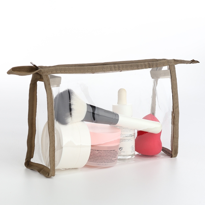 Набор косметичек 2 в 1 на молнии, цвет бежевый Набор косметичек 2 в 1 на молнии, цвет бежевый