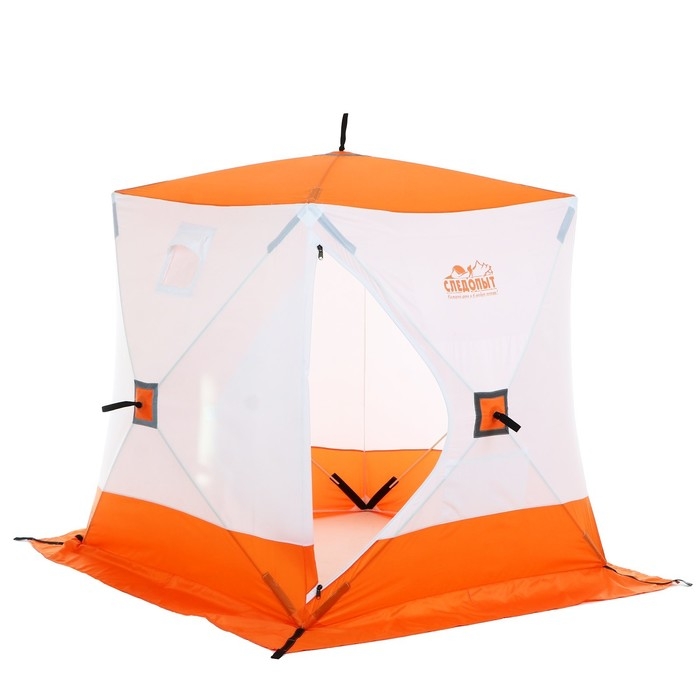 Палатка зимняя куб СЛЕДОПЫТ 1.8 х 1.8 м, ткань Oxford, цвет оранжево-белый