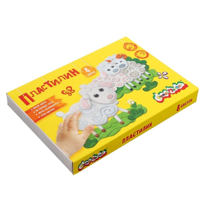 Пластилин 8 цветов 120 г, Пластилин 8 цветов 120 г, "Каляка-Маляка", со стеком