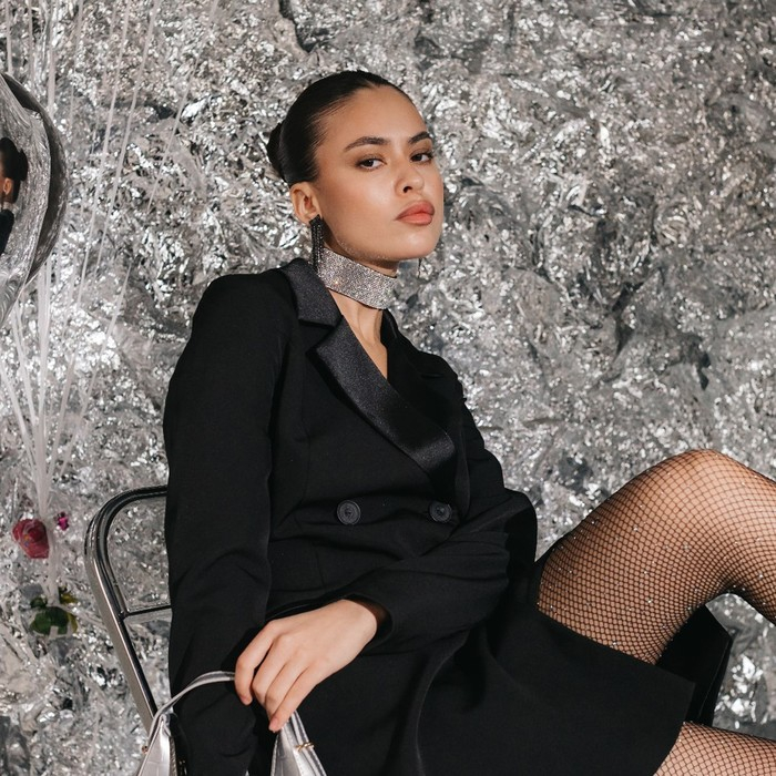 Чокер &laquo;Грация искры&raquo; широкий, цвет черно-серебряный, L=31 см