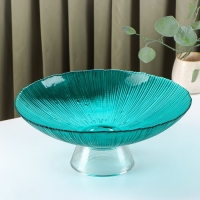 Ваза из стекла для фруктов &laquo;Фейерверк&raquo;, 3,7 л, 33&times;13,5 см, цвет изумрудный