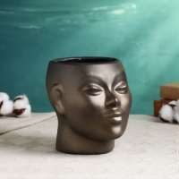 Фигурное кашпо "Голова девушки" черно-золотое, 16х14х16см Фигурное кашпо "Голова девушки" черно-золотое, 16х14х16см