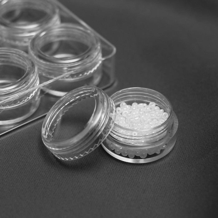 Контейнер для рукоделия, 12 баночек d = 2,3 см, 12,5 &times; 9,5 &times; 2 см, цвет прозрачный