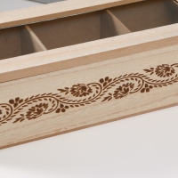 Шкатулка дерево с делениями "Цветочный узор" 24х9,8х7 см