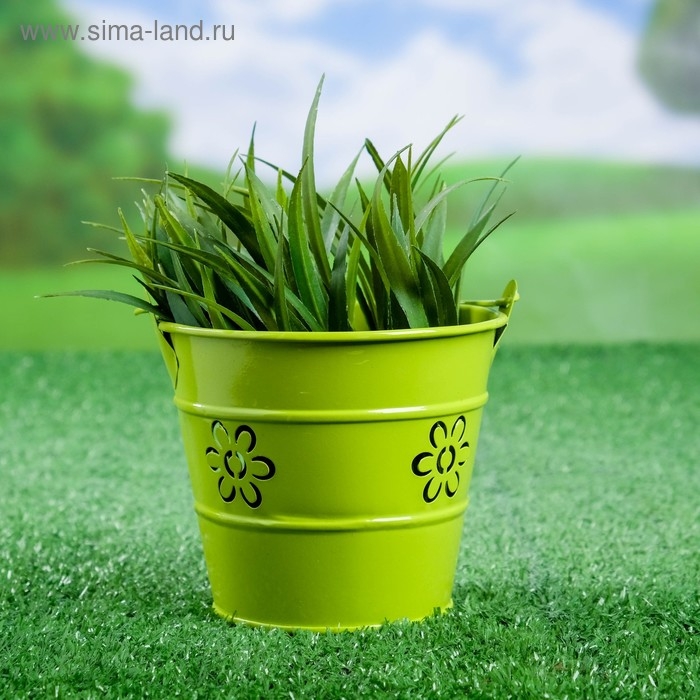 Кашпо "Ведерко Леви" зеленое, 10х10х10см