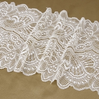 Кружевная эластичная ткань, 210 мм &times; 2,7 &plusmn; 0,5 м, цвет белый