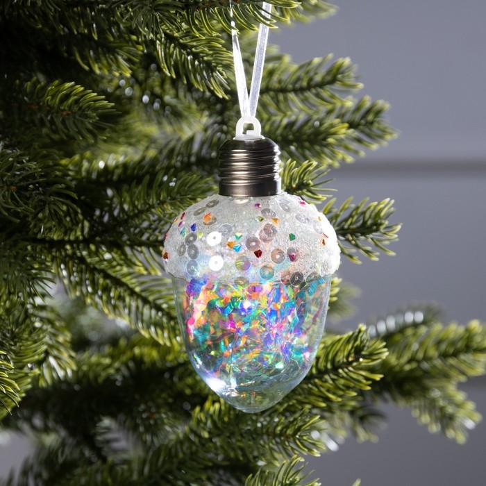 Ёлочный шар &laquo;Жёлудь&raquo;, батарейки, 4 LED, свечение тёплое белое