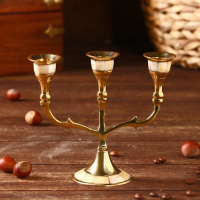 Подсвечник "Лоренц" на 3 свечи латунь, перламутр 13,5х6,5х15,5 см