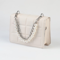 Цепочка для сумки, с жемчугом, d = 13 &plusmn; 1 мм, 2,3 &times; 16 &times; 11,5 мм, 29 &plusmn; 1 см, цвет серебряный