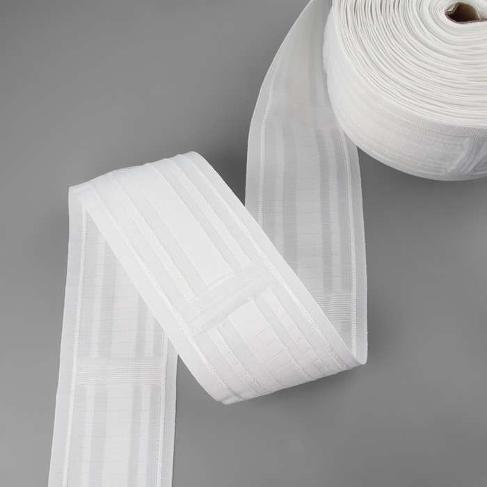 Шторная лента, матовая, 8,5 см, 25 &plusmn; 1 м, цвет белый