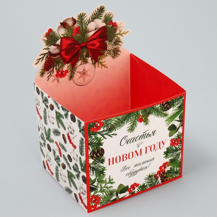 Коробка новогодняя для мини-букетов &laquo;Снежный шар&raquo;, 12 х 17 х 10 см, Новый год