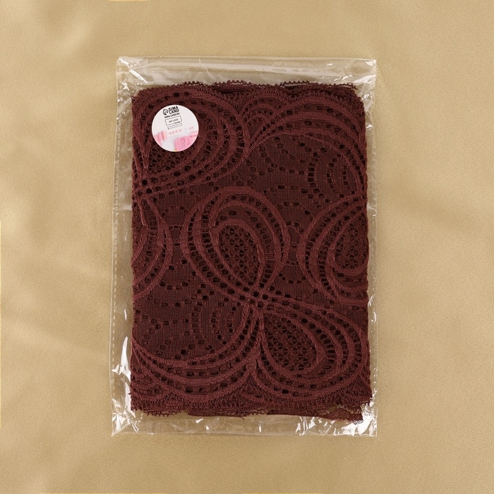 Кружевная эластичная ткань, 180 мм &times; 2,7 &plusmn; 0,5 м, цвет шоколадный