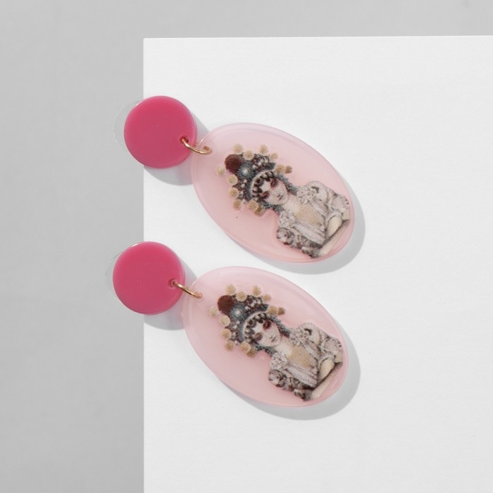 Серьги акрил &laquo;Девушка&raquo; китаянка, цветные