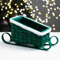 Кашпо «Сани», зелёное, 23×13,5×10,5/16,5 см, шпон Кашпо «Сани», зелёное, 23×13,5×10,5/16,5 см, шпон