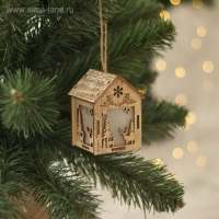 Ёлочная игрушка &laquo;Домик с оленем&raquo;, от батареек, свечение тёплое белое