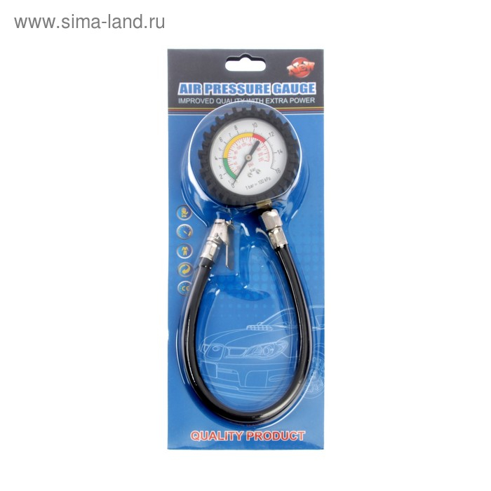 Манометр механический, зажим, резиновый шланг 18 см