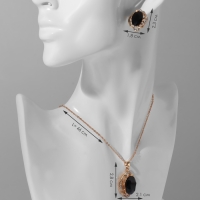 Гарнитур 2 предмета: серьги, кулон &laquo;Эдель&raquo; круглое трио, цвет чёрно-белый в золоте, 50 см