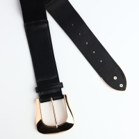 Ремень женский, ширина 4,5 см, пряжка золото, цвет чёрный