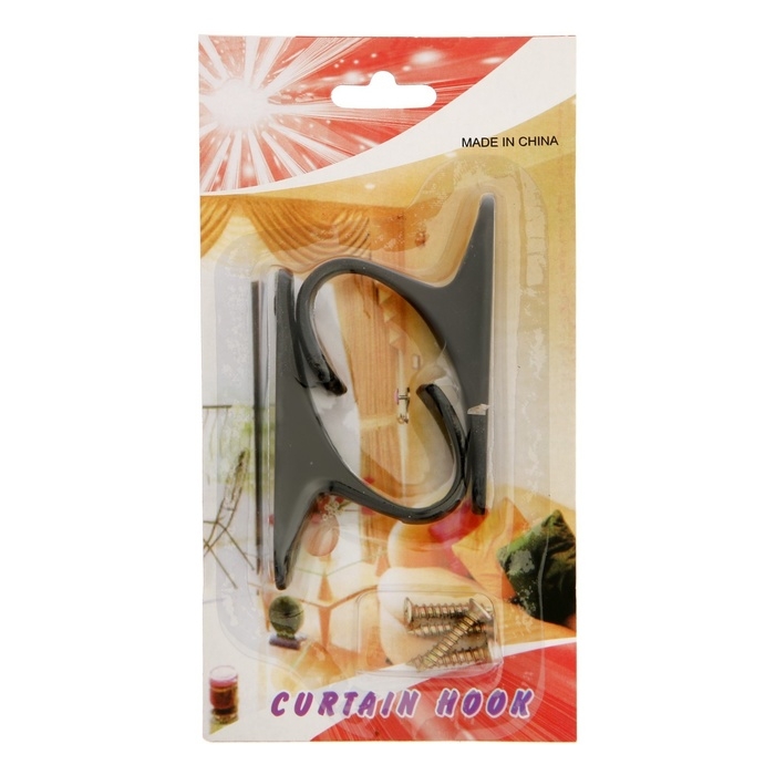 Крючок для штор CAPPIO KS101, однорожковый, цвет черный, 2 шт.