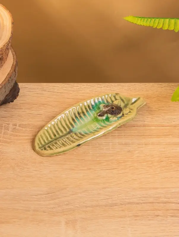 Подставка под благовония "Черепашонок на листе" керамика, цв. МИКС, 15х6х2 см