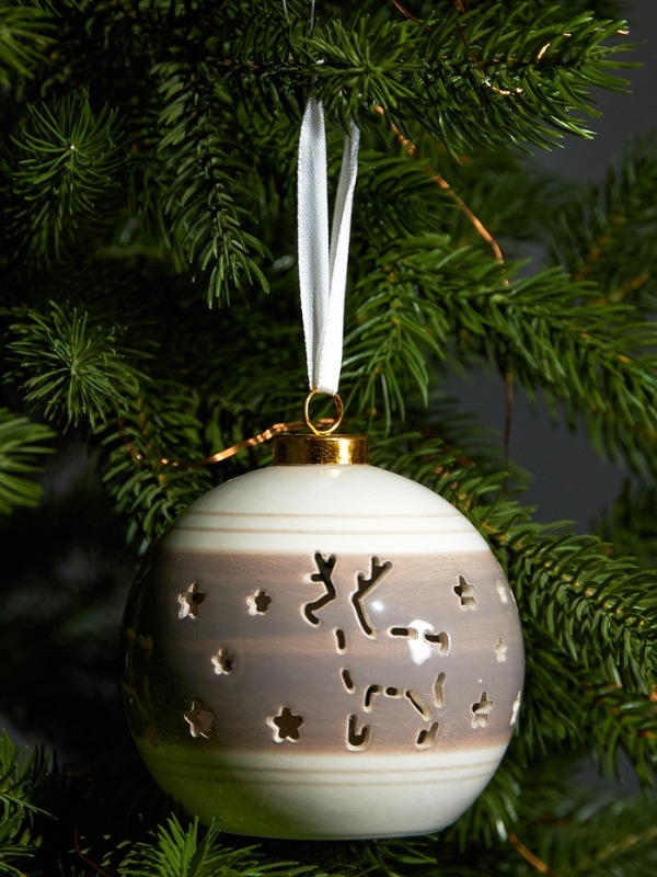 Елочный шар "Олень" 10х8.8х8.8, 1 LED, LR44x3(в компл.), Т/БЕЛЫЙ
