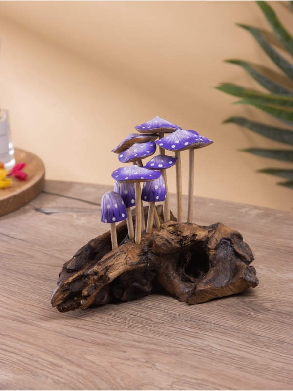 Сувенир "Грибочки" дерево, 25х10х15 см, цв. сине-белый