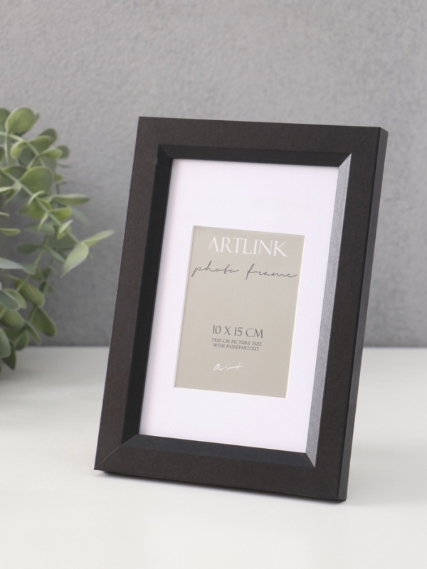 Фоторамка МДФ "Anna" 10х15 см,с паспарту (7х10 см), чёрный (пластиковый экран)