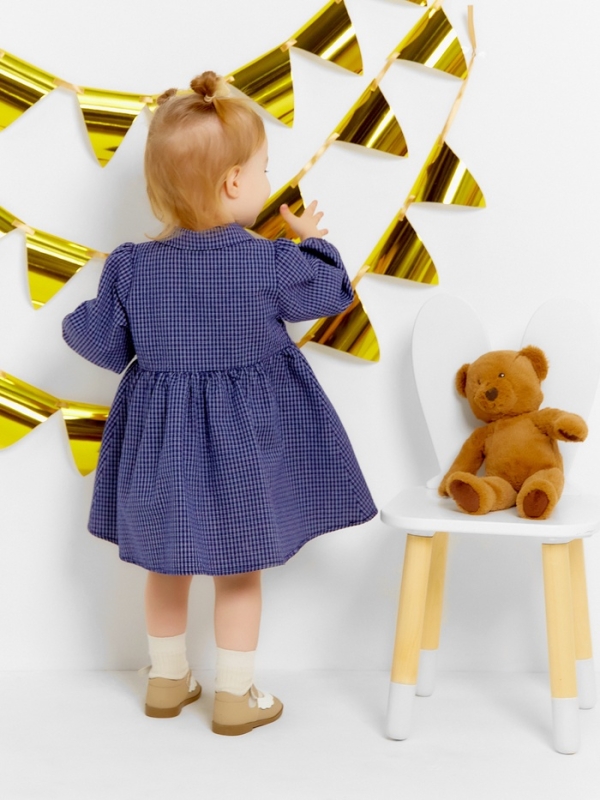 Платье Крошка Я Платье Крошка Я "Клетка", рост 80-86, синий