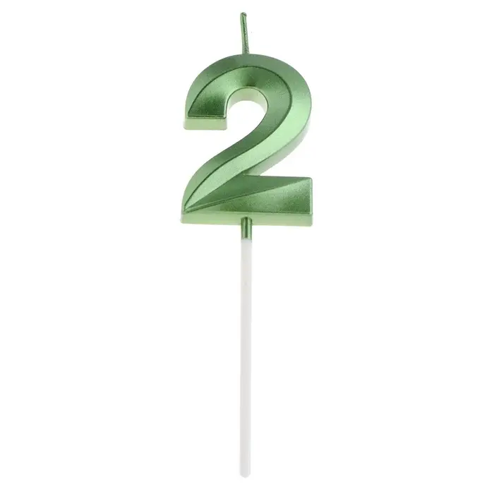 Свеча в торт на шпажке &laquo;Цифра 2&raquo;, зеленая, 5 см