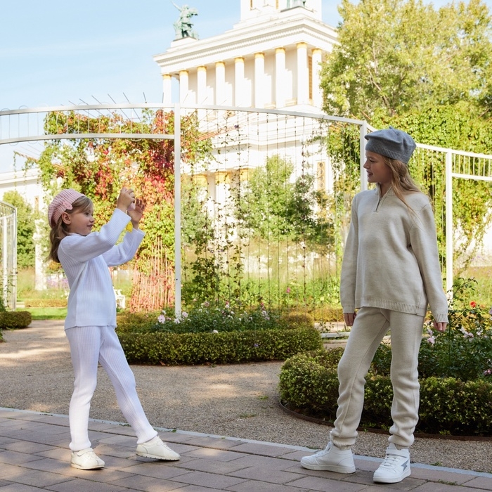 Костюм (кофта и брюки) детский MINAKU, цвет бежевый, рост 110 см