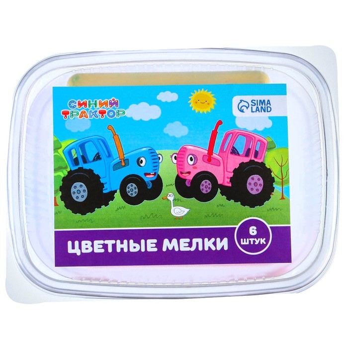 Мелки цветные, Синий трактор, 6 цветов Мелки цветные, Синий трактор, 6 цветов