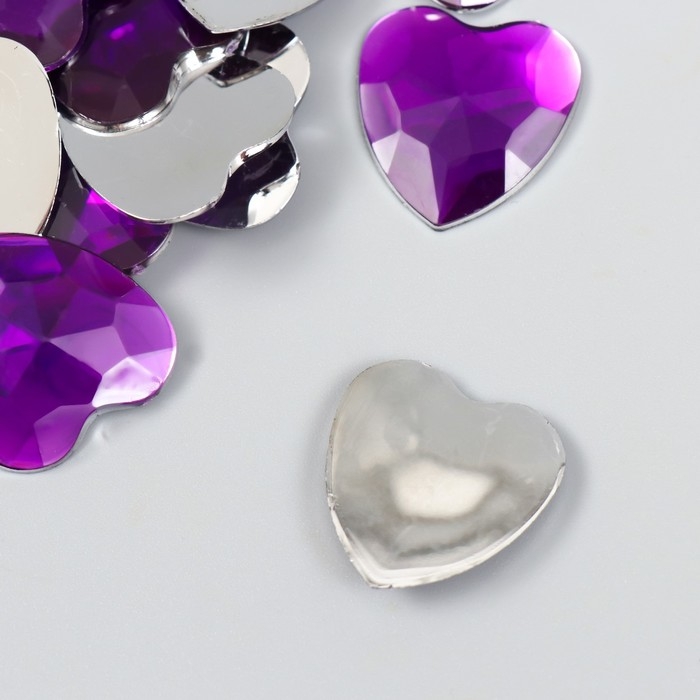 Декор для творчества пластик "Стразы сердце. Тёмно-фиолетовый" набор 30 шт 2,5х2,5 см