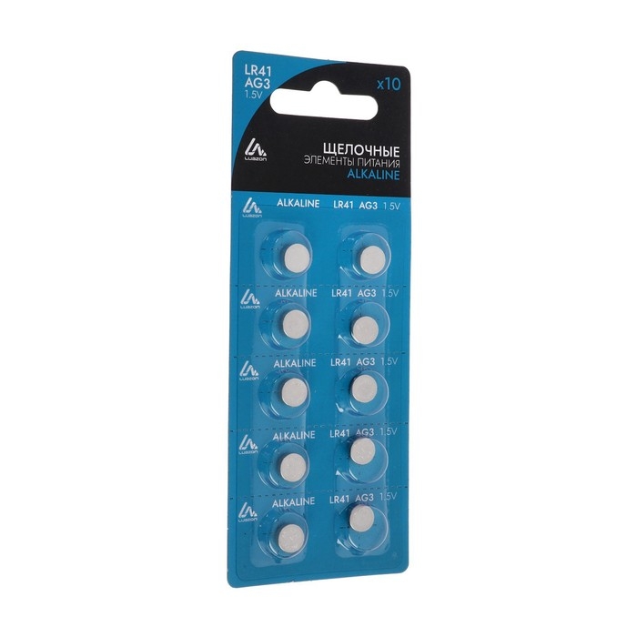 Батарейка алкалиновая (щелочная) Luazon, AG3, LR41, блистер, 10 шт Батарейка алкалиновая (щелочная) Luazon, AG3, LR41, блистер, 10 шт