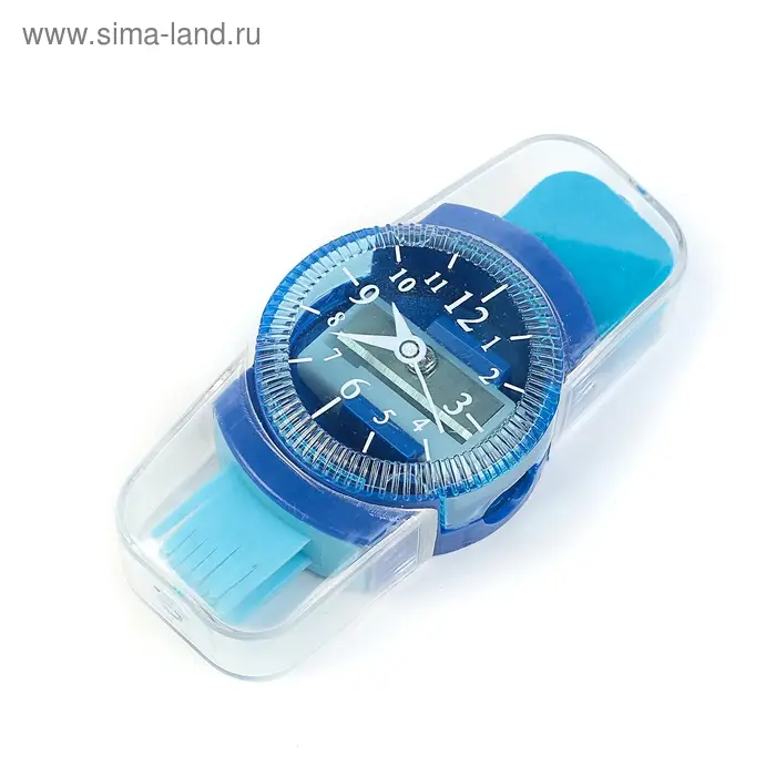 Точилка с контейнером &laquo;Часы&raquo;, с ластиком и щеткой, МИКС