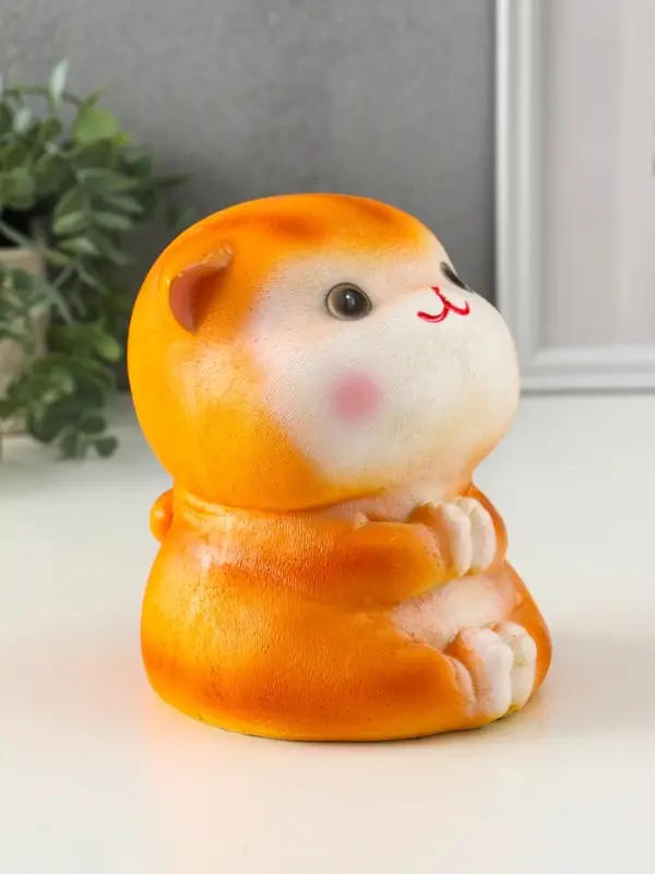 Копилка "Кот Дзен" рыжий, 16х14х14,5 см