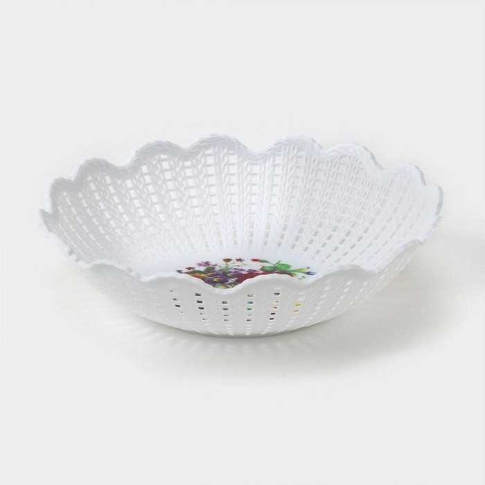 Ваза для хлеба и фруктов &laquo;Вязание&raquo;, 18&times;4,5 см, белый, рисунок МИКС