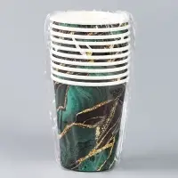 Стакан одноразовый бумажный "Мрамори",изумруд, 250 мл