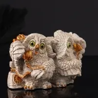 Фигура "Совы говорят по телефону" 8х12х7 см, серый