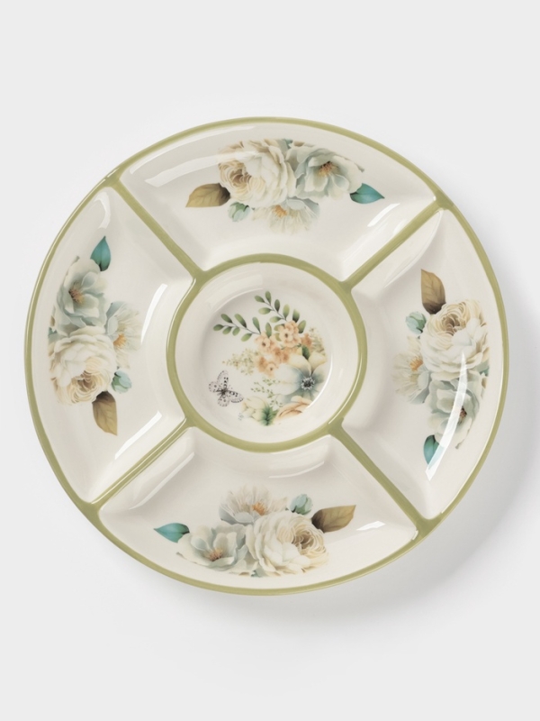 Менажница Доляна "Цветы" цвет белый  5 ячеек 25,5х3 см