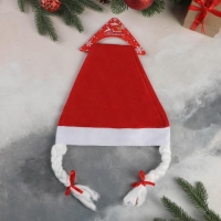 Колпак новогодний "Классика косы" 37х27 см, красный Колпак новогодний "Классика косы" 37х27 см, красный