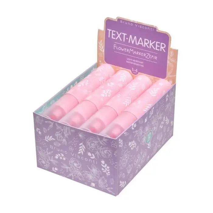 Маркер-текстовыделитель 5.0 мм, BrunoVisconti Flower Marker Zefir, розовый