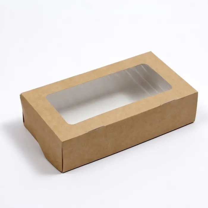 Коробка складная, с окном, крафт, 22 х 12 х 5,5 см