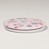 Зеркало складное &laquo;Единороги&raquo;, d = 7,3 см, с увеличением, цвет розовый