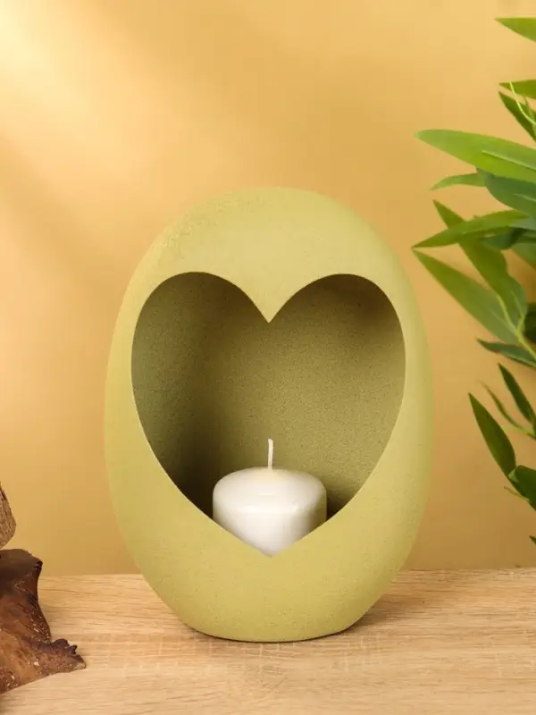 Подсвечник в форме сердца текстурный &laquo;Олива&raquo;, 16.5&times;8.5&times;22 +/- 1 см