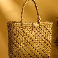 Сумка плетёная из пандана и водного гиацинта 38х14х40 см