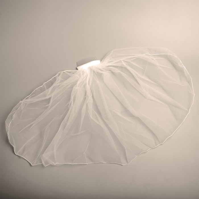 Вуаль ( фата ) "Цветочная", молочно-белая, 40 см, полиэстер